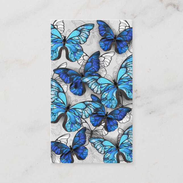 Zusammensetzung von White und Blue Butterflies Telefonnummerkarte (Vorderseite)
