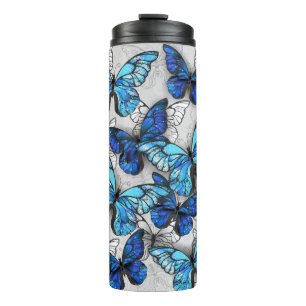 Zusammensetzung von White und Blue Butterflies Thermosbecher