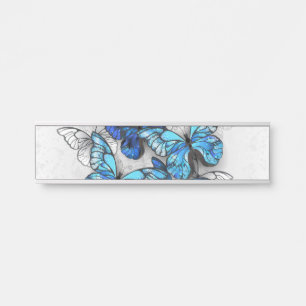 Zusammensetzung von White und Blue Butterflies Türschild