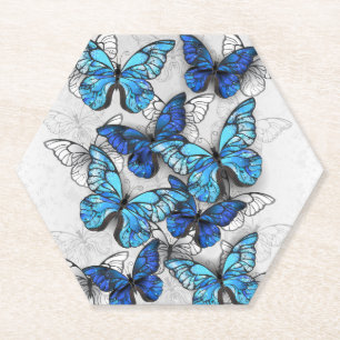 Zusammensetzung von White und Blue Butterflies Untersetzer