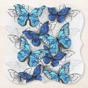 Zusammensetzung von White und Blue Butterflies Untersetzer