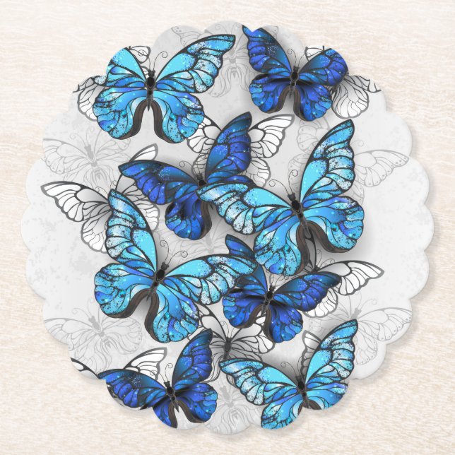 Zusammensetzung von White und Blue Butterflies Untersetzer (Vorderseite)