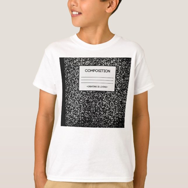 Zusammensetzungs-Notizbuch-Entwurf T-Shirt (Vorderseite)