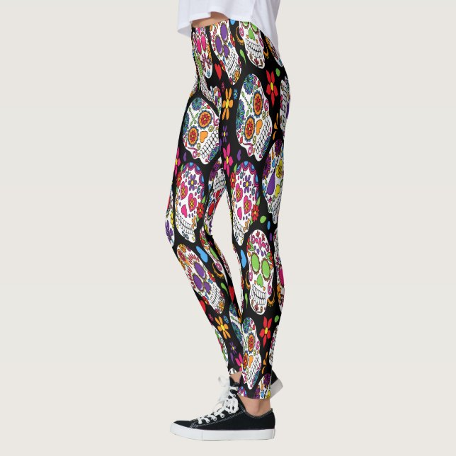 Zusammenstellung des Regenbogenzuckerschädels Leggings (Links)