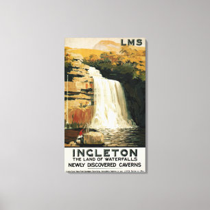 Zuschauer-Aufstieg auf Wasserfall-Eisenbahn-Plakat Leinwanddruck