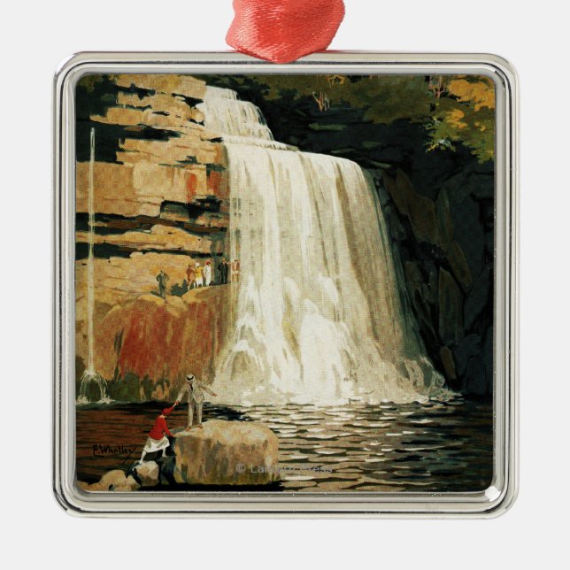 Zuschauer-Aufstieg auf Wasserfall-Eisenbahn-Plakat Ornament Aus Metall (Vorne)