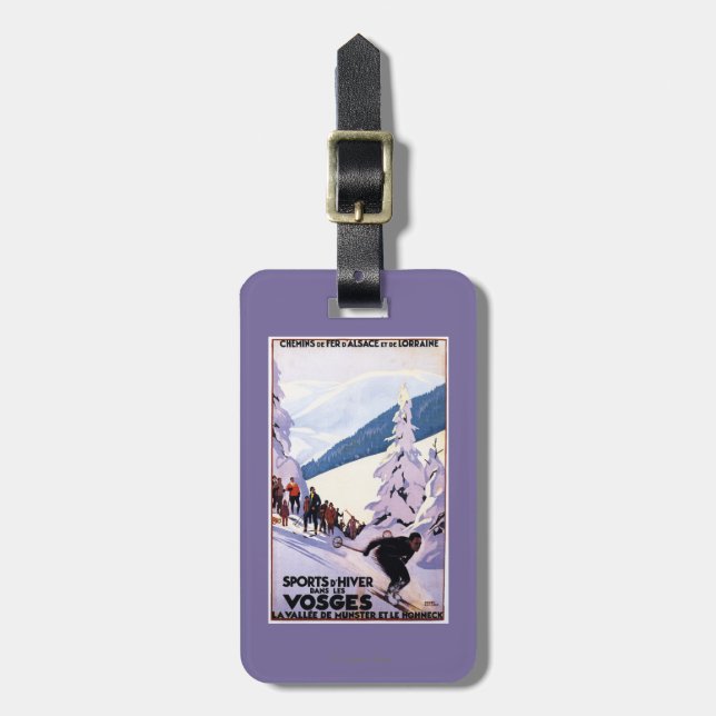 Zuschauer, die Skifahrer-Plakat aufpassen Gepäckanhänger (Vorderseite vertikal)