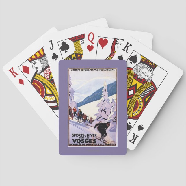 Zuschauer, die Skifahrer-Plakat aufpassen Spielkarten (Rückseite)