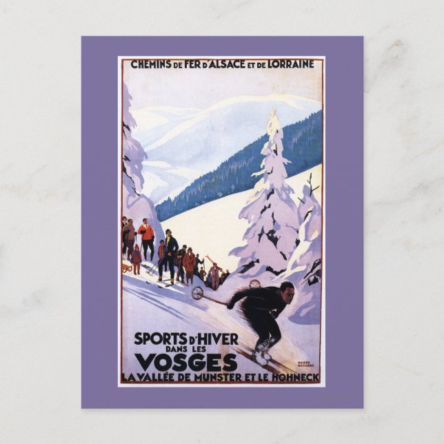 Zuschauer schauen Skier-Poster Postkarte (Vorderseite)
