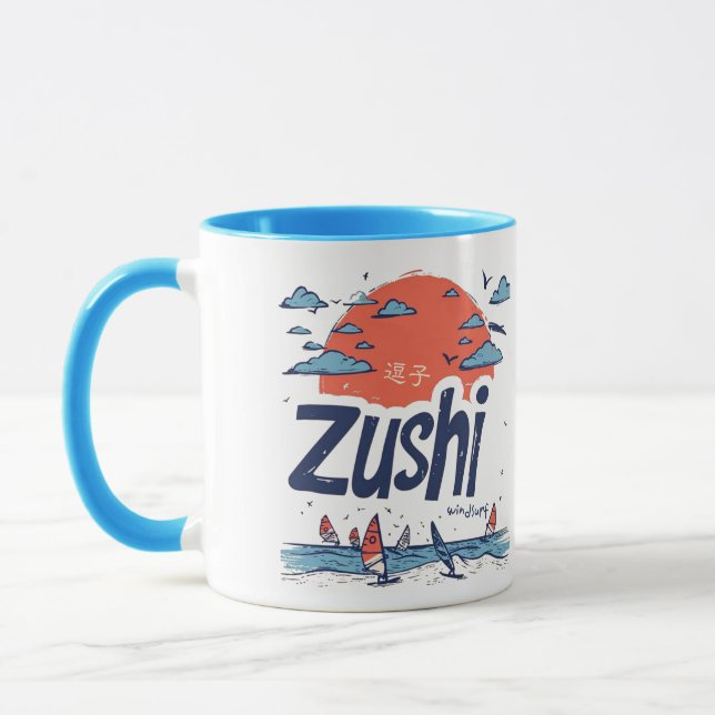 Zushi Japan Illustrated Coastal Travel Mug Tasse (Links)