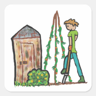 Zuteilung Gartenarbeit Quadratischer Aufkleber