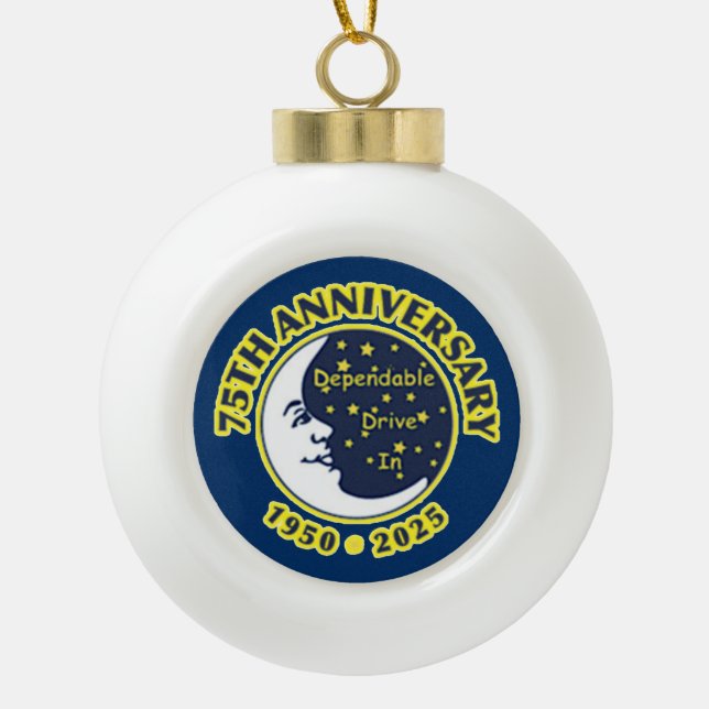 Zuverlässiges Drive-In 75. Jubiläums-Ornament Keramik Kugel-Ornament (Vorderseite)