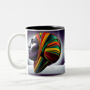 Zuversichtliche schwarze Frau Zweifarbige Tasse