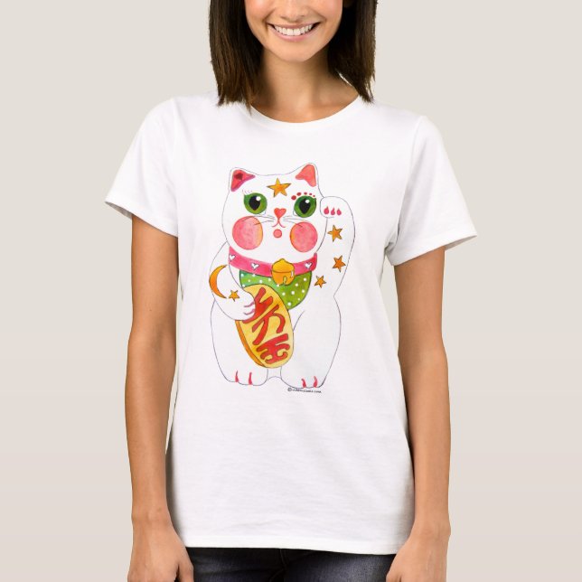 Zuwinken der Katze Maneki Neko T-Shirt (Vorderseite)