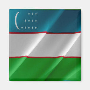zUZ002 UZBEKI Waving Flag, Usbekistan, Asien, Kühl Magnet