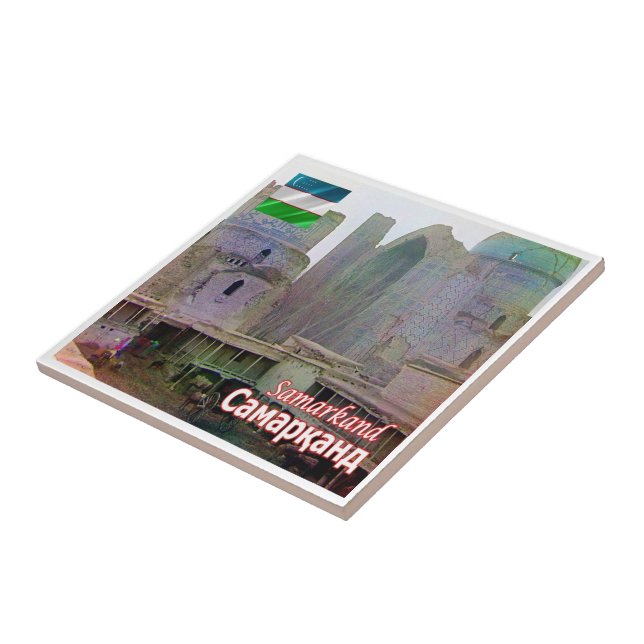 zUZ007 SAMARKAND, Bibi-Khanym Moschee, Fliese (Seite)