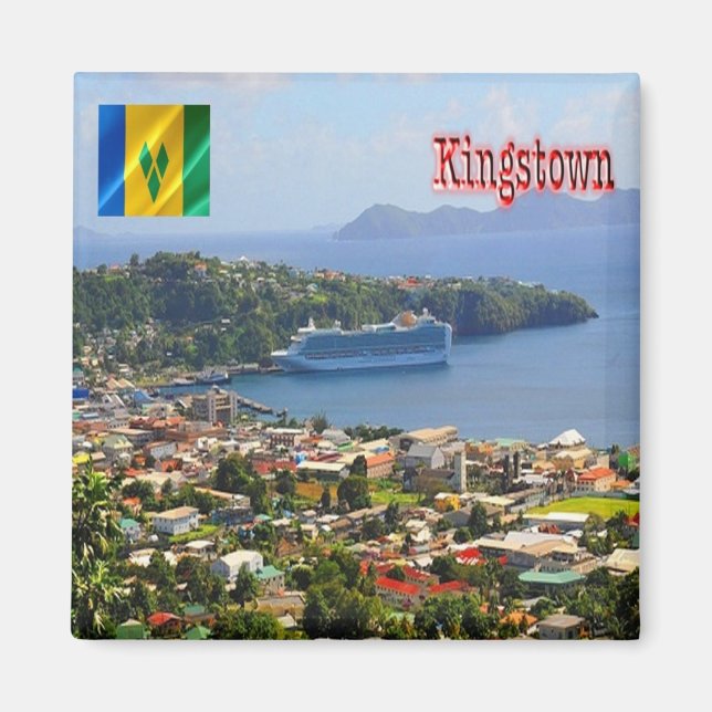 ZVC006 KINGSTOWN, Saint Vincent Grenadines, Kühlsc Magnet (Vorne)