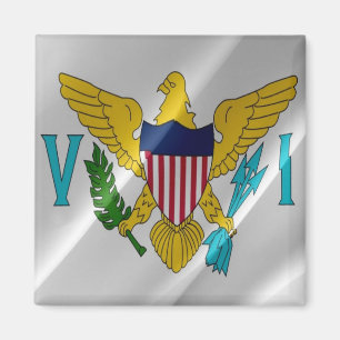 zVI002 JUNGFRAU INSELN, Waving Flag, Amerika,Kühls Magnet
