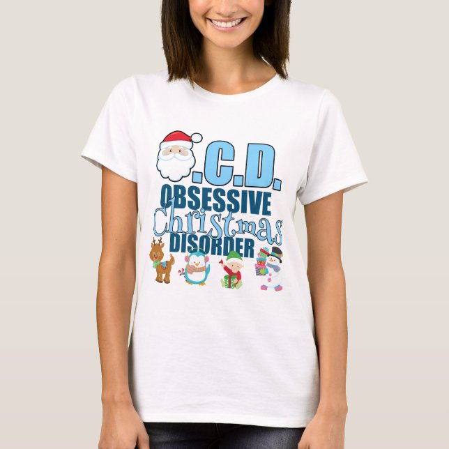 Zwangsstörung an Weihnachten (blau) T-Shirt (Vorderseite)