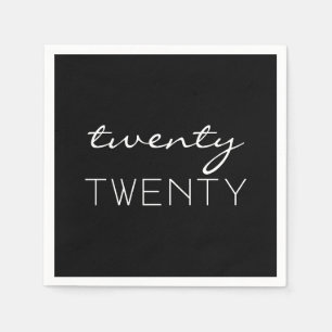 Zwanzig elegante Typografie schwarz-weiß Serviette