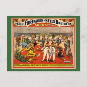 Zwanzig Fell-gekrönte Narren-Zirkusposter Postkarte