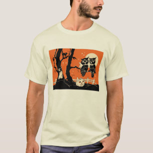 Zwanzigerjahre Eulen im Baum-Brücken-Tally T-Shirt