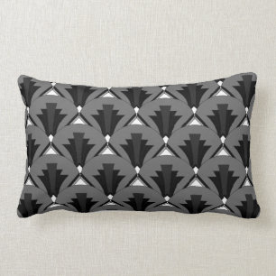 Zwanzigerjahre Schwarzweiss-Kunst-Deko geometrisch Lendenkissen