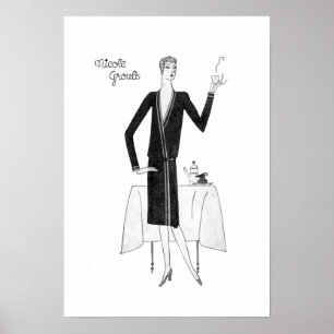 Zwanzigerjahre Vintage Prallplatten-Frau mit Poster