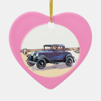 Zwanzigerjahre Vintages Automobil-romantisches Keramik Ornament