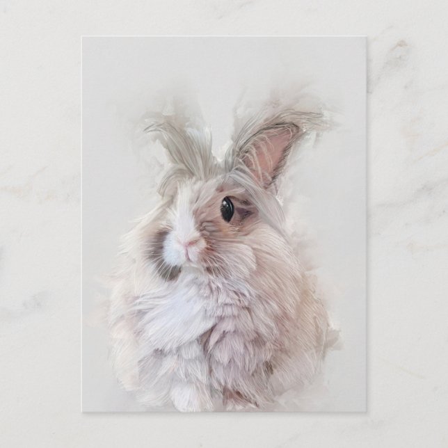 Zwarf Angora Rabbit Wildlife Portrait Postkarte (Vorderseite)