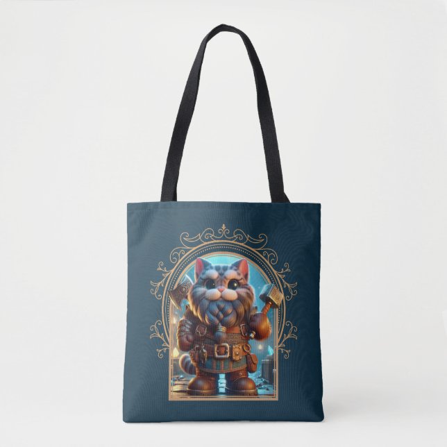 Zwarf Feline Fantasy Adventure Tasche (Vorderseite)