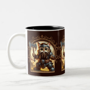 Zwarf Feline Fantasy Adventure Zweifarbige Tasse
