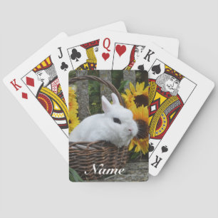 Zwarf Hotot Bunny Rabbit mit Sonnenblumen Spielkarten