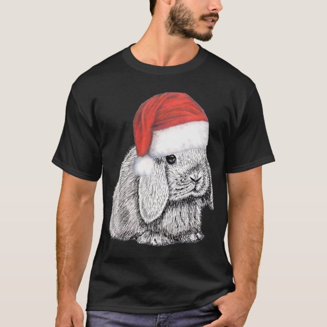 Zwarf Lop erblickte ein sonniges Kaninchen in Sant T-Shirt (Vorderseite)