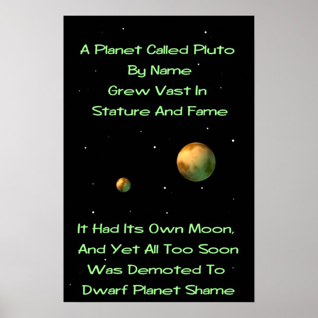 Zwarf Planet Pluto Limerick Poster (Vorne)