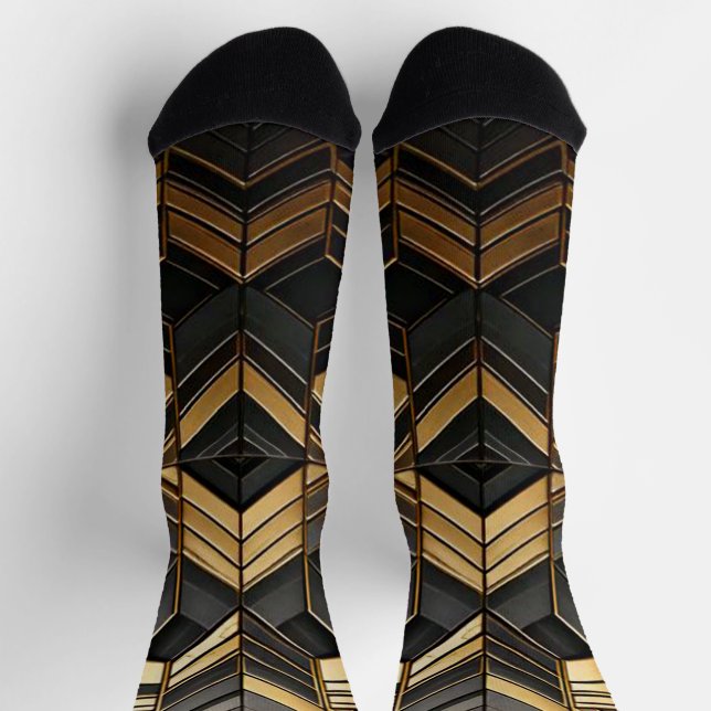 Zwart goud bling sokken heren socken (Oben)