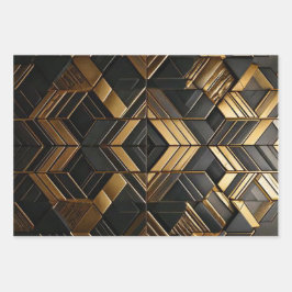 Zwart Goud Retro Inpakpapier Geschenkpapier Set