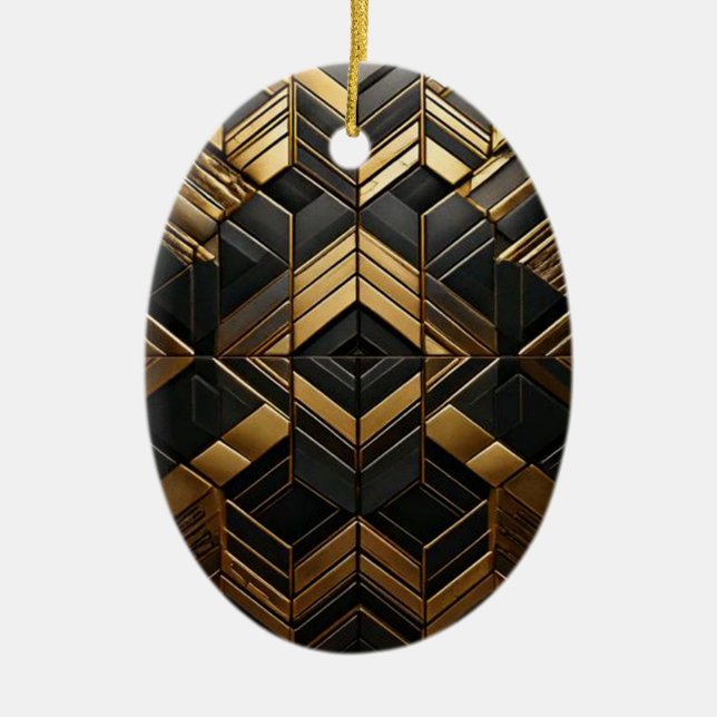 Zwart Goud Retro Keramik Ornament (Vorne)