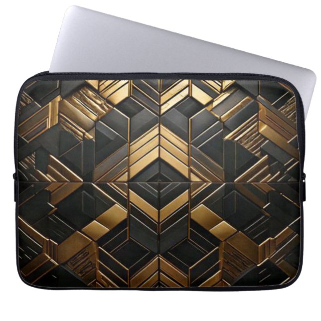 Zwart Goud Retro Laptop Sleeve (Vorderseite)