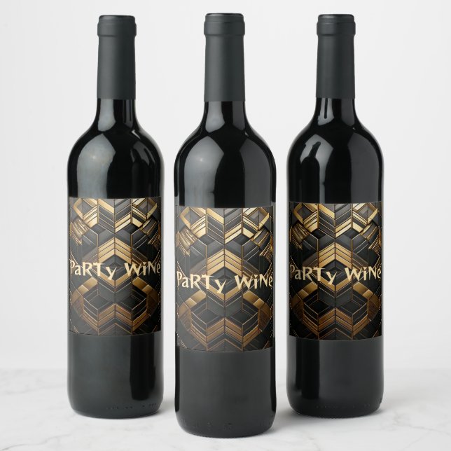 Zwart Goud Voedsel en Dranken Etiketten Set (Flaschen)