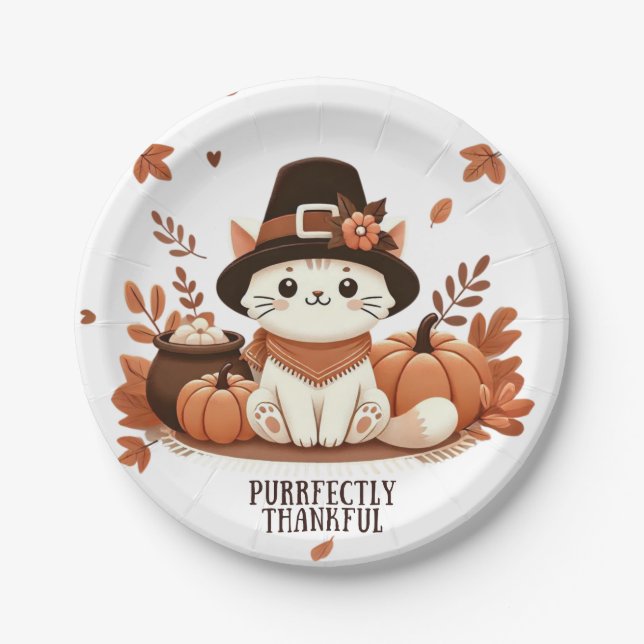 Zweckmäßig dankbare Katze Pappteller (Vorderseite)