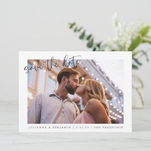 Zwei 2 Foto Minimalistische Skripte Elegante Hochz Save The Date