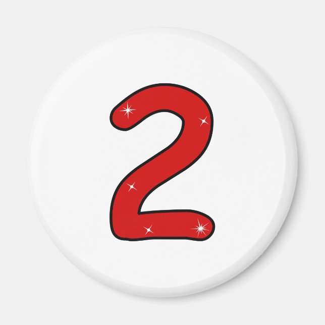 zwei, 2 Jahre, zweite, 2 Jahre alt, Datum, Nummer  Magnet (Vorne)