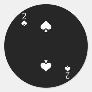 Zwei (2) Pik Pokerkarte Spielkarte Runder Aufkleber