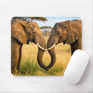 Zwei afrikanische Elefanten in Savannengras Mousepad