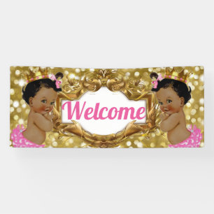 Zwei afrikanische Prinzessinnen Pink & Gold Glitze Banner