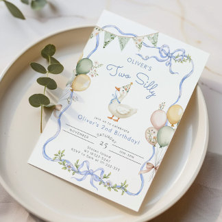 Zwei Alberne Gänse Junge 2. Geburtstag Einladung