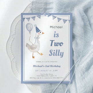 Zwei Alberne Gänse Junge 2. Geburtstag Party Einla Einladung