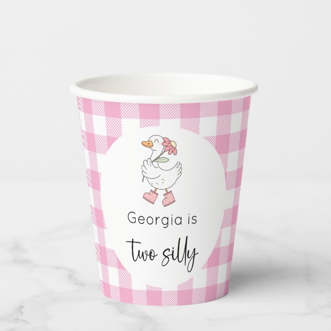 Zwei Alberne Gänse Rosa Geburtstag Pappbecher (Vorderseite)