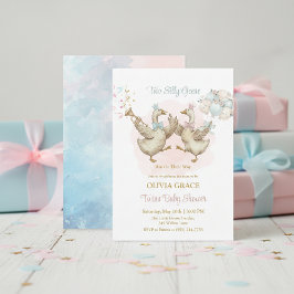 Zwei alberne Gänse Rosa und Blaue Zwillinge Baby S Einladung